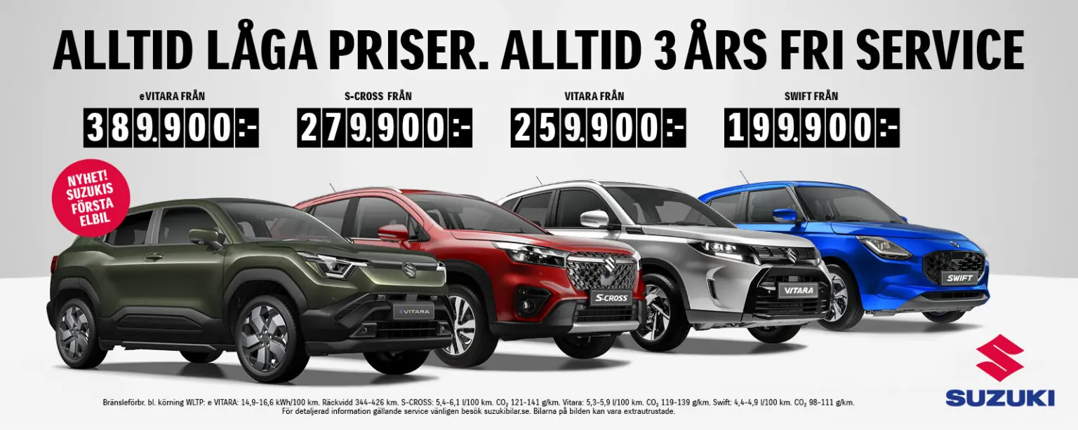 Alltid låga priser. Alltid 3 års fri service.